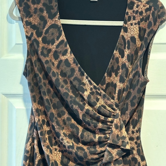Boston Proper Leopard Lined Mesh Blouse - Picture 1 of 5